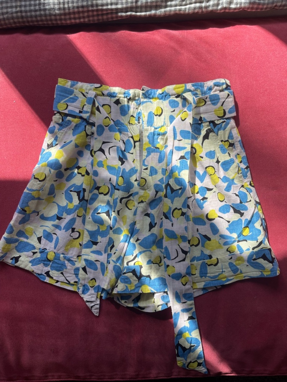 Zara Floral High Waisted Belted Linen Shorts